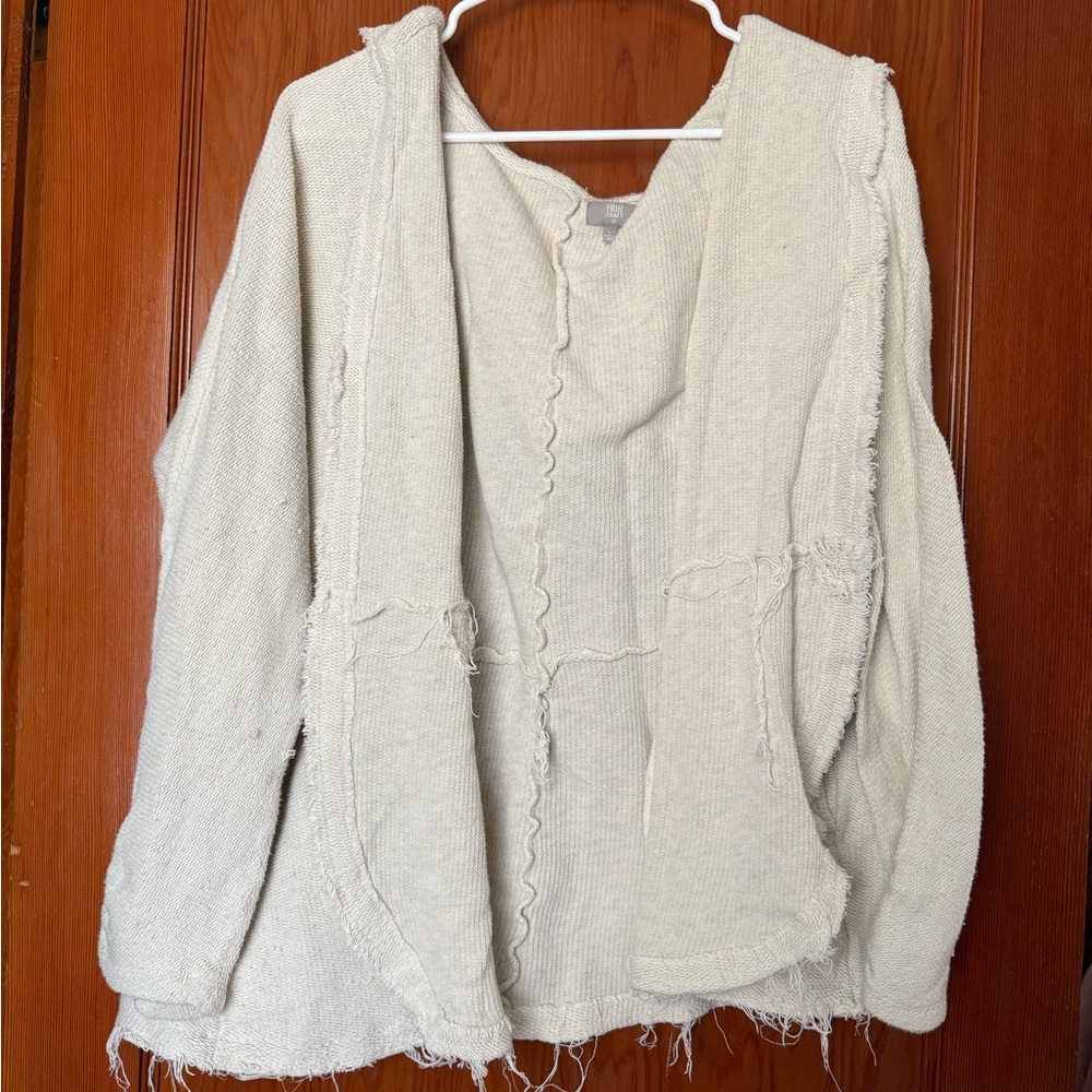 Cream Textured Open Cardigan